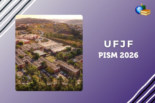 Pism 2026 da UFJF Vista aérea da UFJF, fundo roxo com branco.