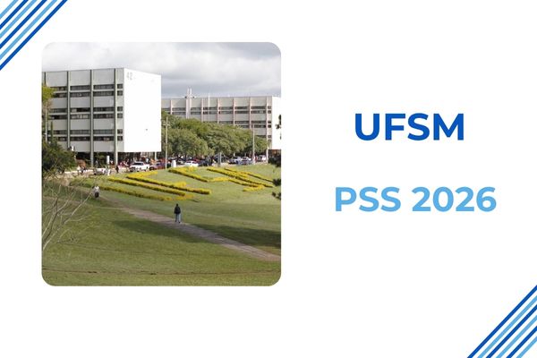 Campus da UFSM com fundo branco. Texto na imagem: UFSM PSS 2026.